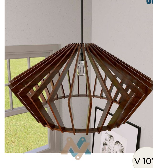 Lámpara colgante paramétrica de madera — diseño V107
